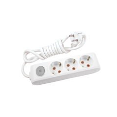 Viko Multi-Let 3'Lü Topraklı Kablolu Çocuk Korumalı Anahtarlı Priz Beyaz 3 Metre