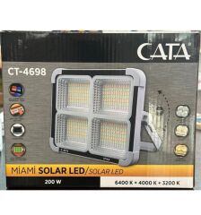 Cata 200W Solar Şarjlı Portatif Taşınabilir Led Projektör Aydınlatma CT-4698