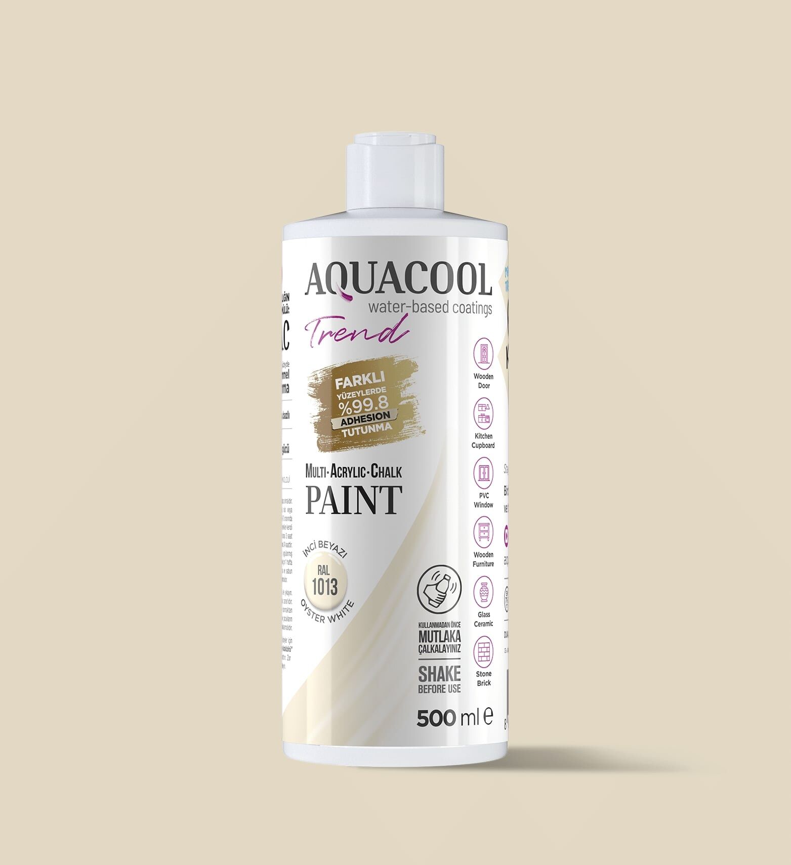 Aquacool Trend Mac Su Bazlı Boya 500ML RAL 1013 İnci Beyaz