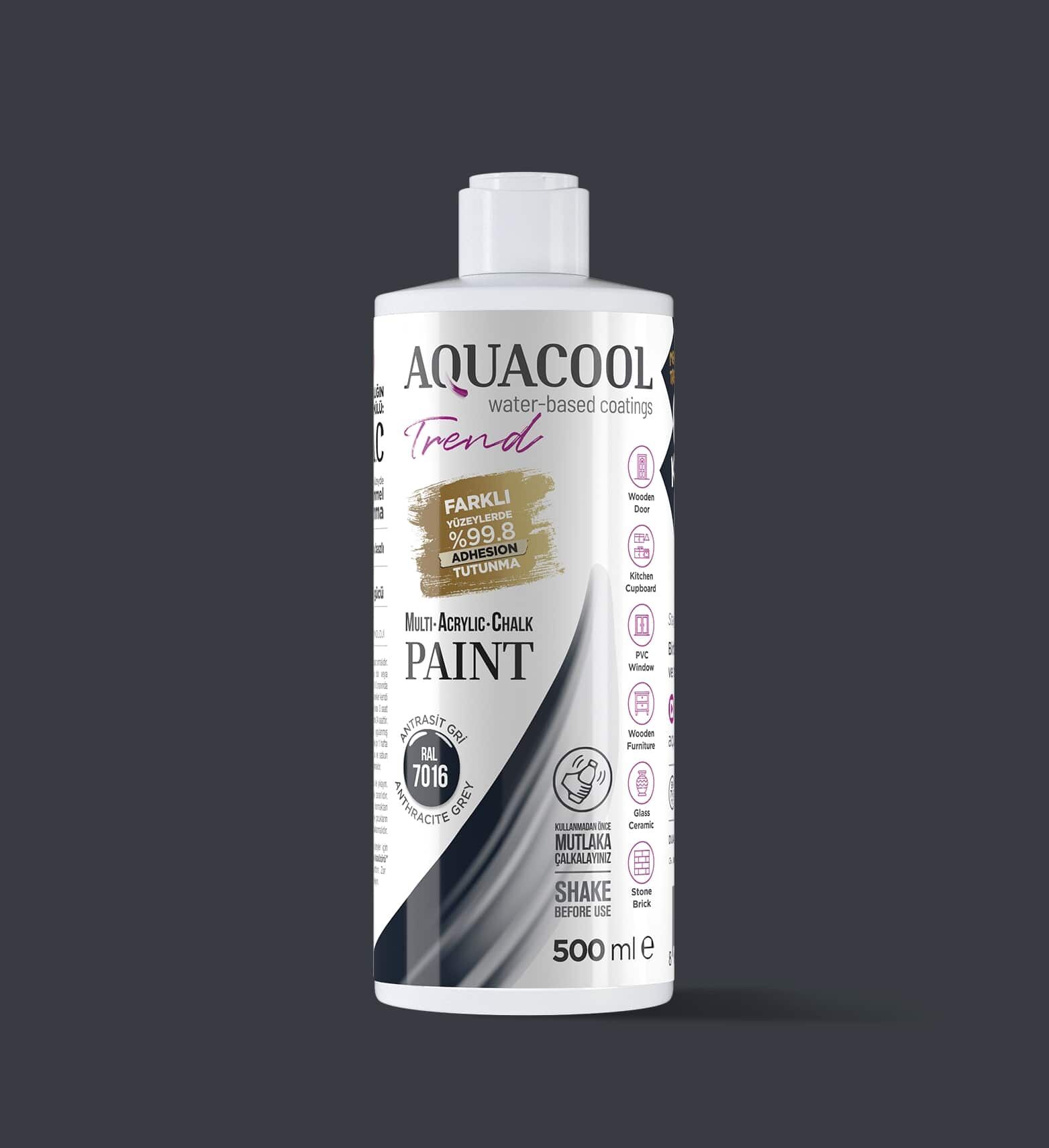Aquacool Trend Mac Su Bazlı Boya 500ML RAL 7016 Antrasit Gri