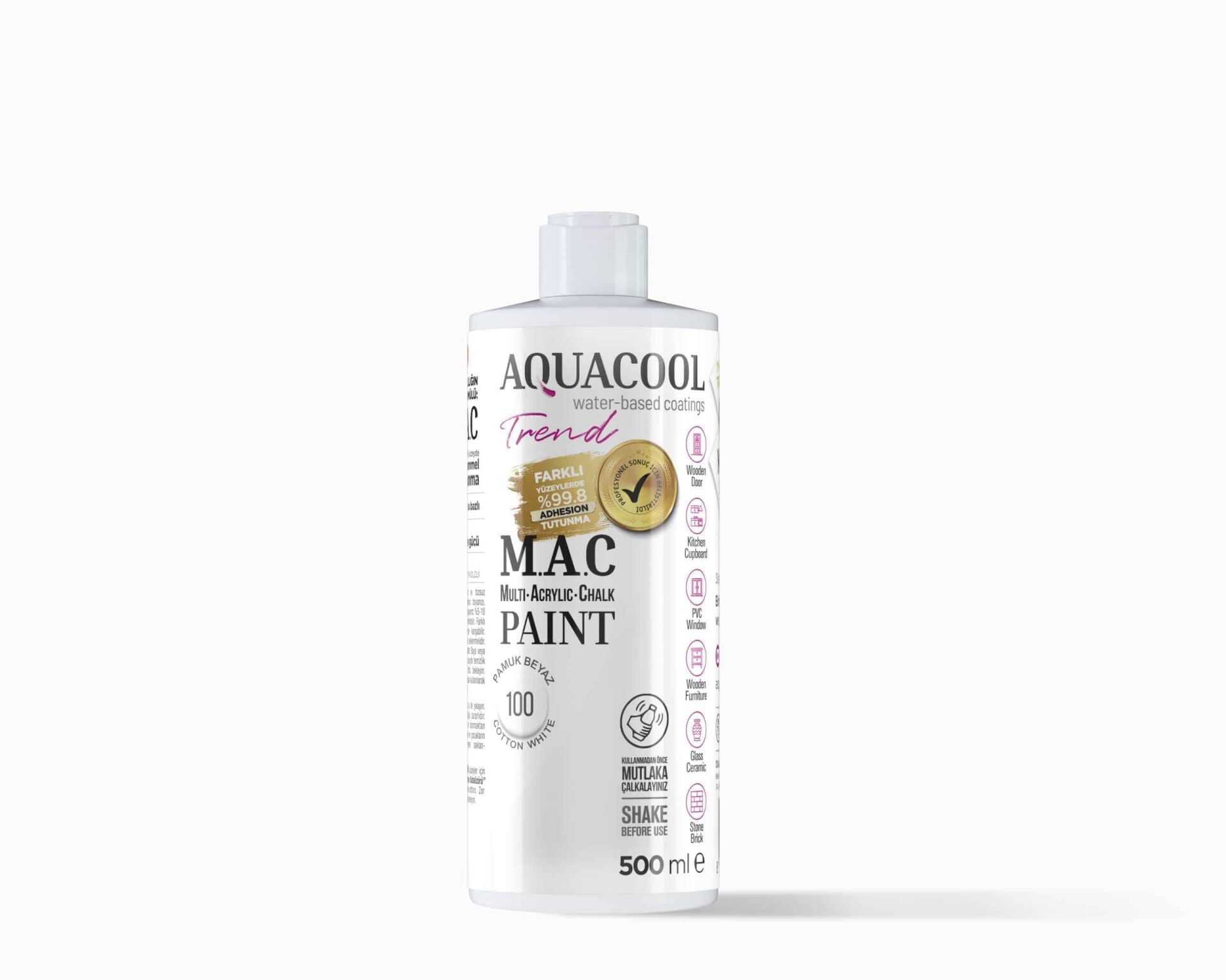 Aquacool Trend Mac Su Bazlı Boya 500ML 100 Pamuk Beyaz