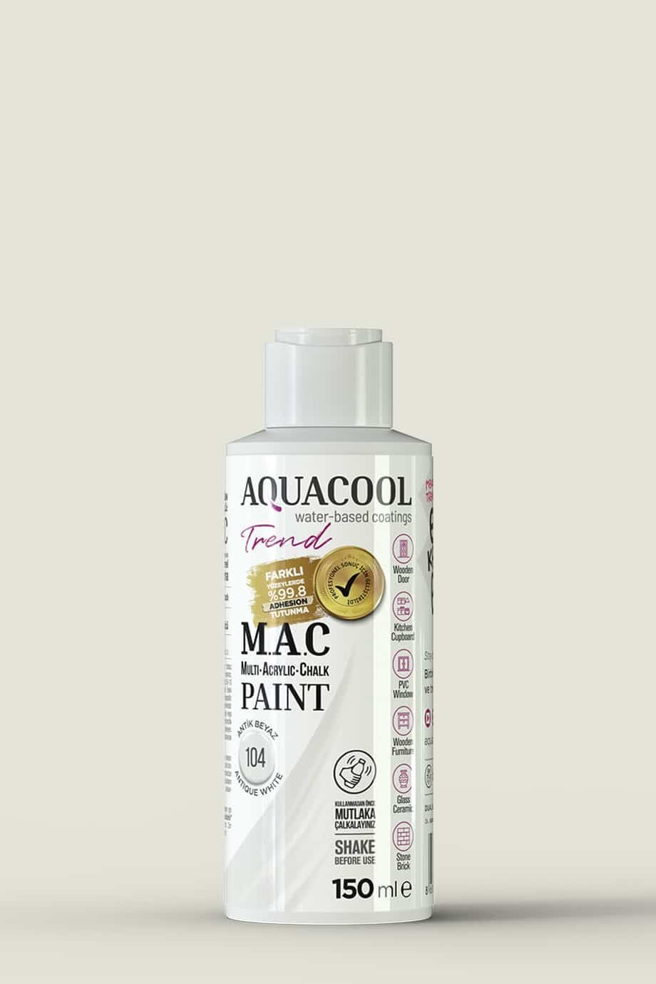 Aquacool Trend Mac Su Bazlı Boya 500ML 104 Antik Beyaz