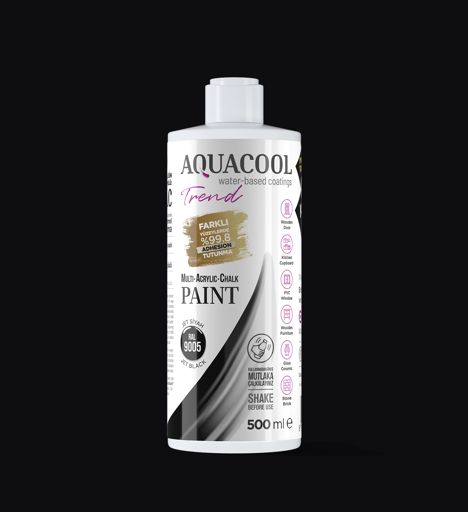 Aquacool Trend Mac Su Bazlı Boya 500ML 9005 Siyah