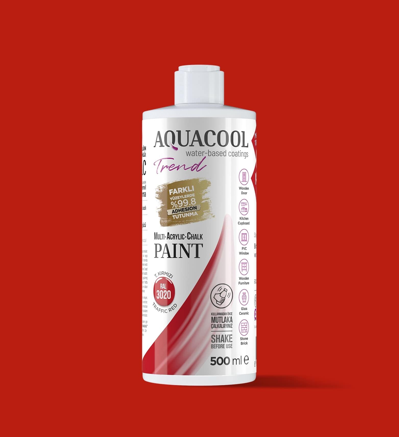 Aquacool Trend Mac Su Bazlı Boya 500ML RAL 3020 Kırmızı