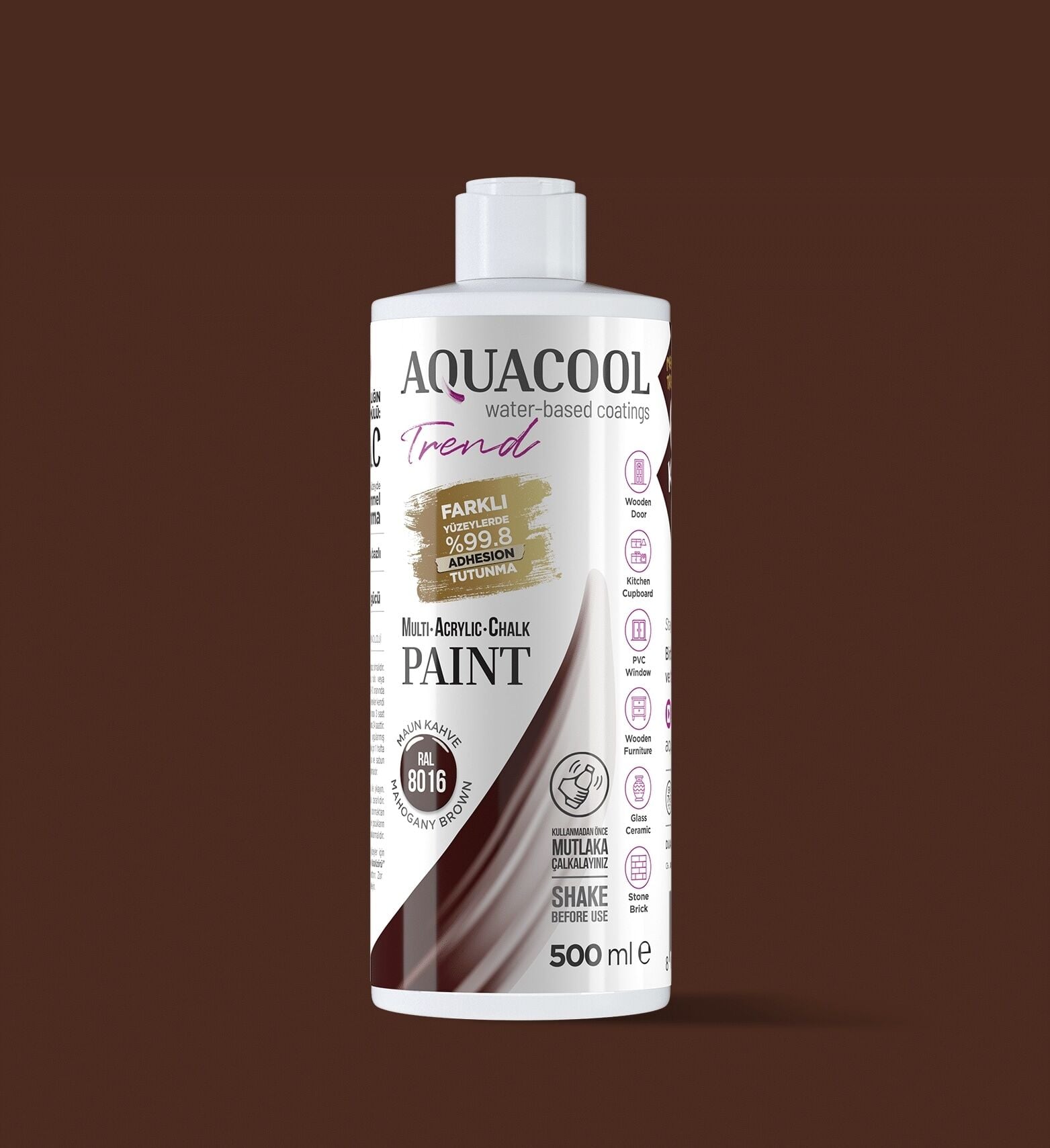 Aquacool Trend Mac Su Bazlı Boya 500ML RAL 8016 Maun Kahve
