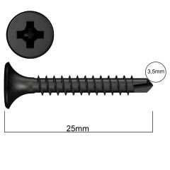 Alçıpan Vidası Matkap Uçlu 3.5x25